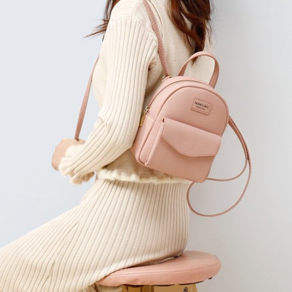 Small Vegan Leather Crossbody Versatile Backpack - Picture 1 of 14